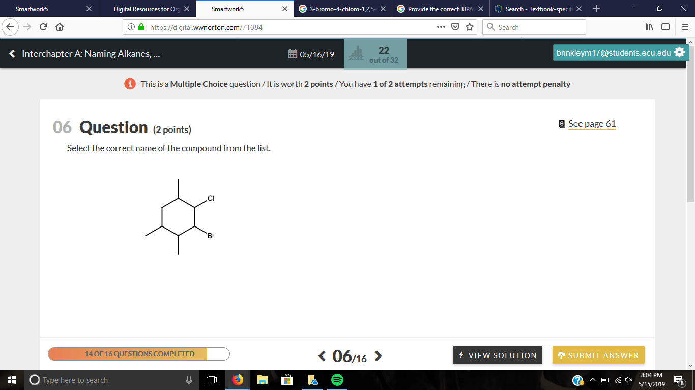 Select the correct name of the compound from the list